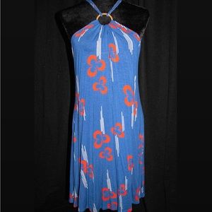 Hype - Hawaiian Hibiscus Flower Print Cross Strap Minidress- Women’s Size Small